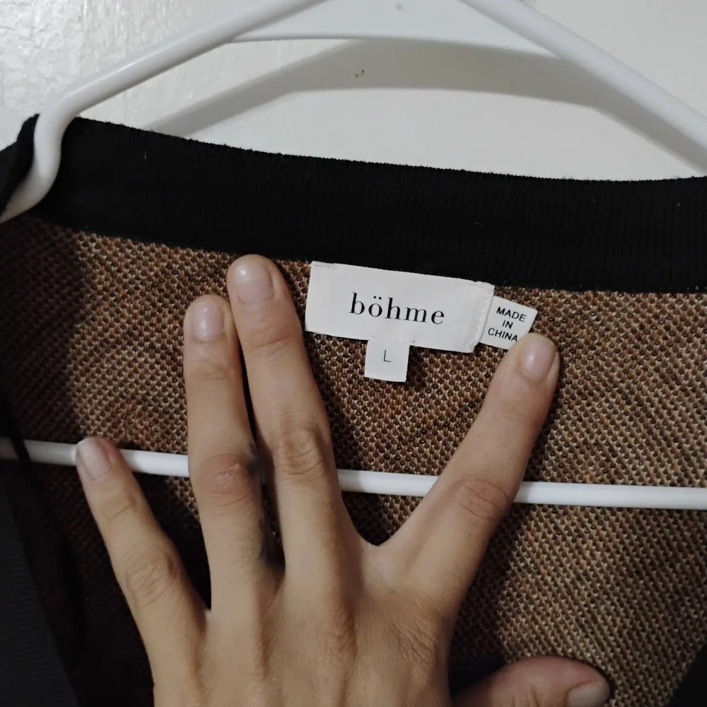 bohme Brown and Cream Geometric Cardigan Sweater - Picture 2 of 3